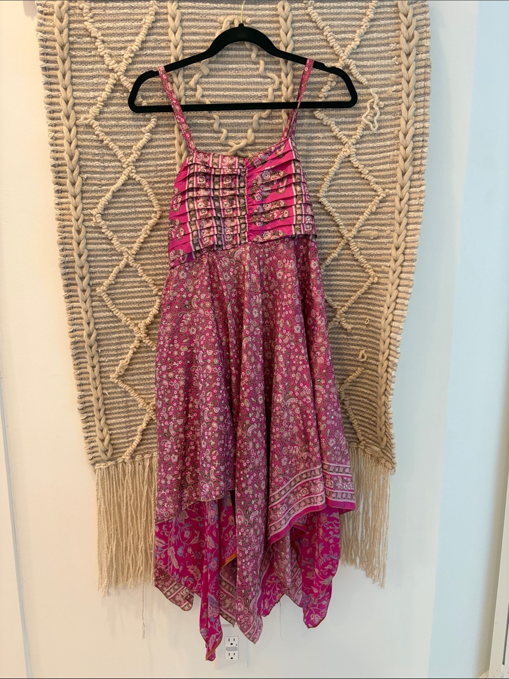 India Boutique Pink Floral Handkerchief-Hem Sundress